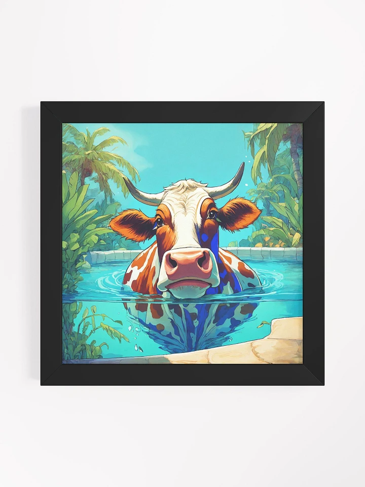 Chilling the in Pool Cow Framed Print product image (2)