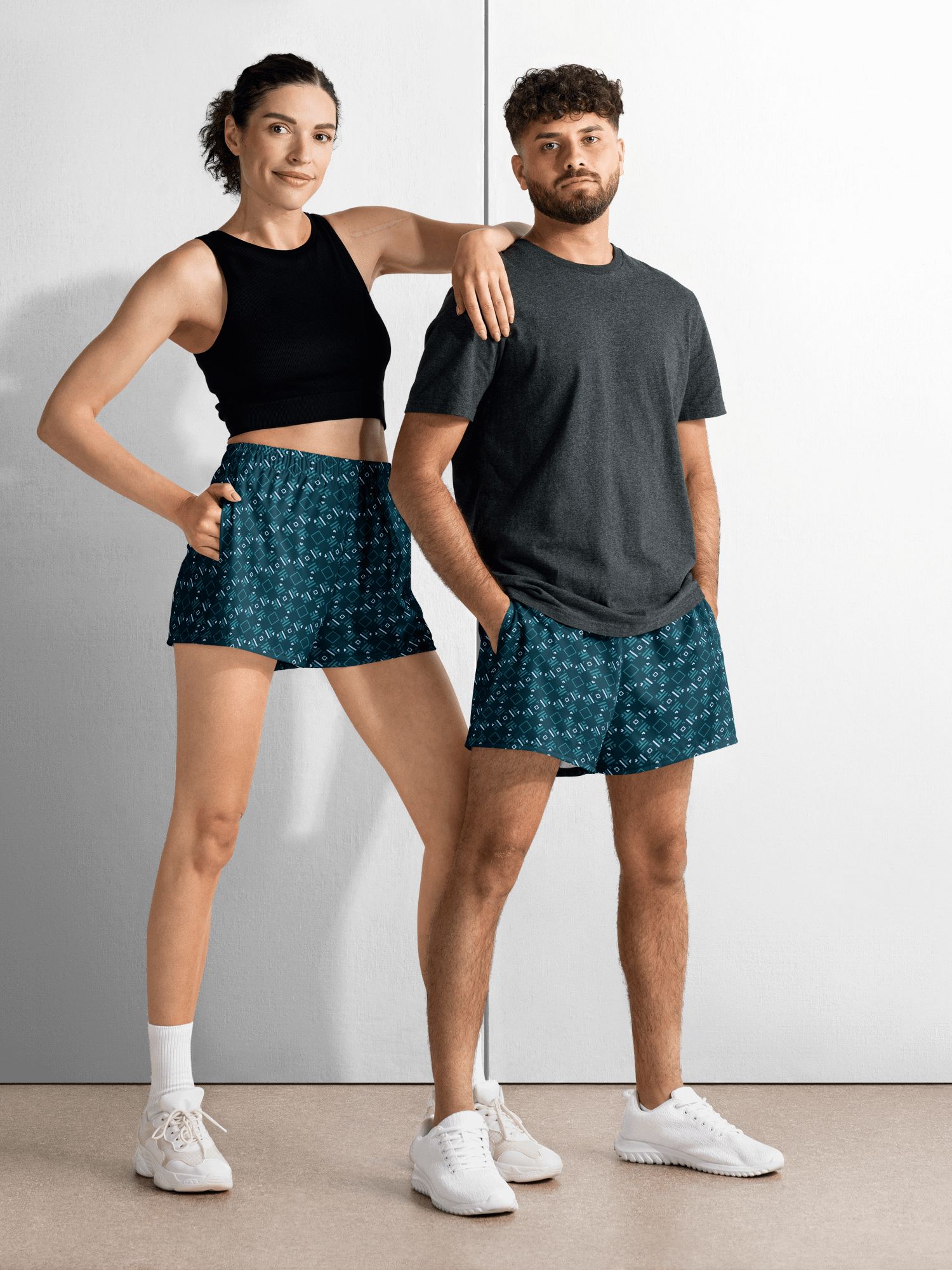 Facet Fantastic Blue Geometric All Over Print Unisex Athletic Shorts product image (2)