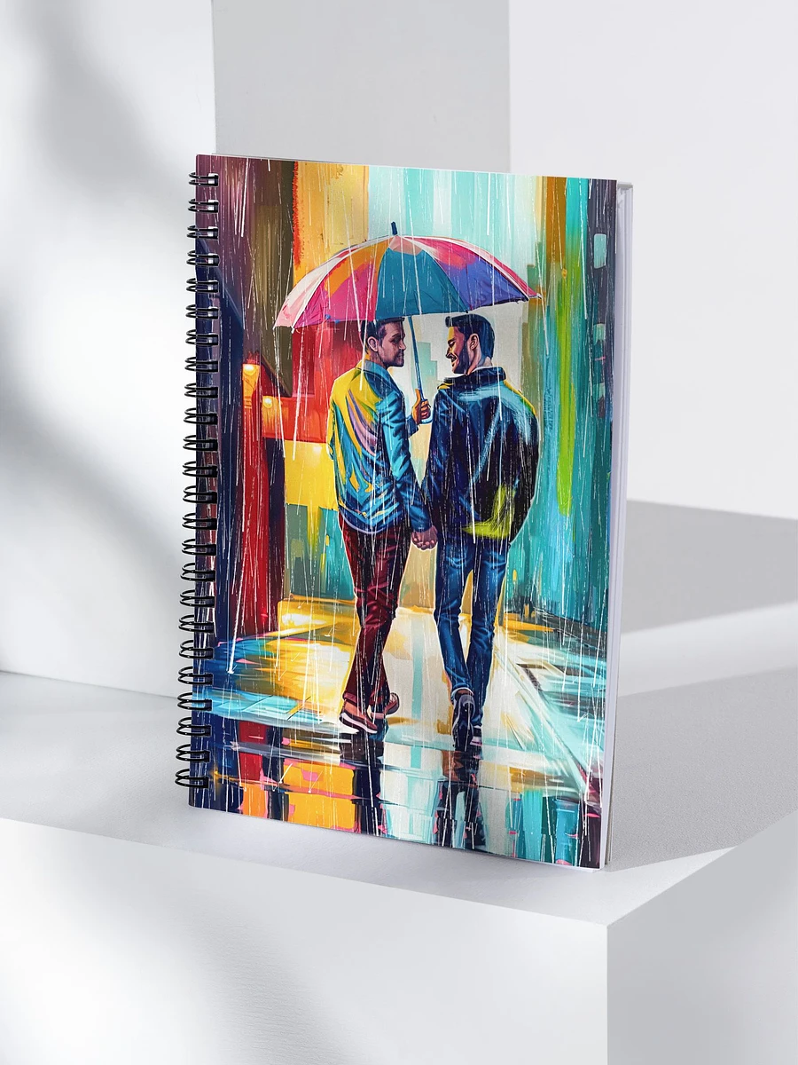 Gay Couple In The Rain – Colorful Two Hearts Spiral Notebook product image (4)