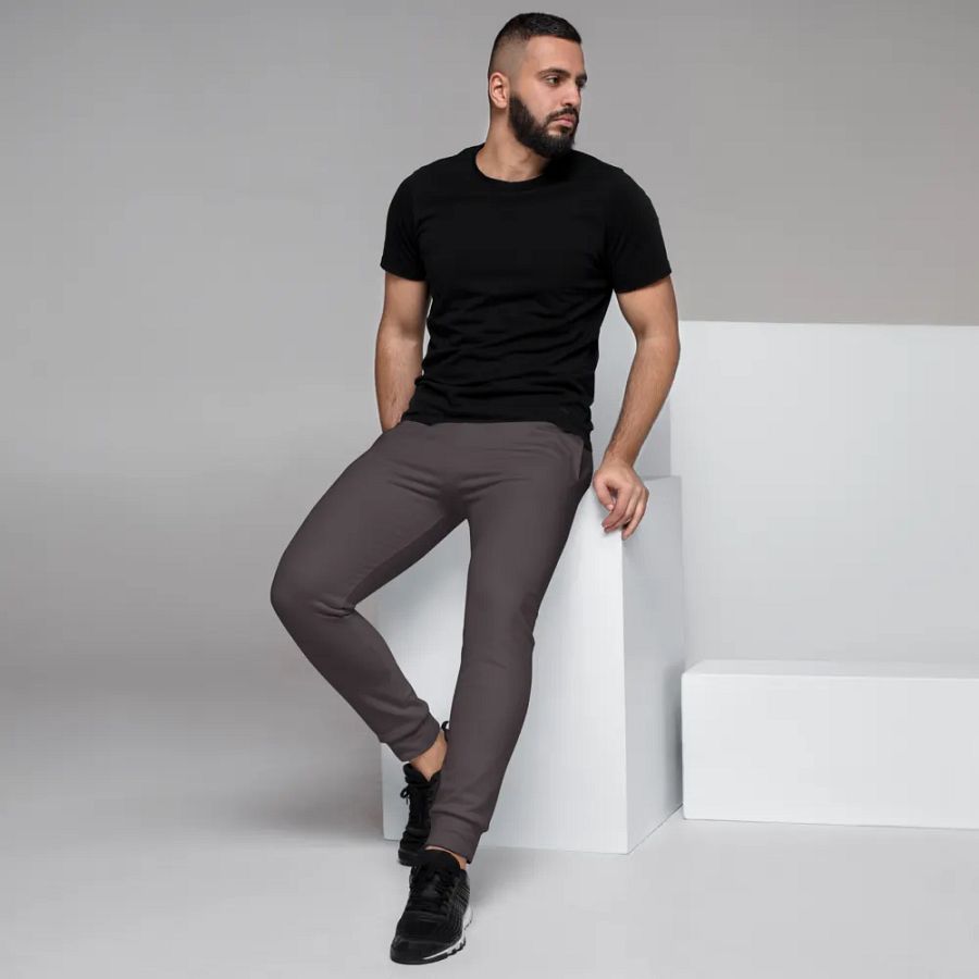 Plain Dark Brown True Summer Recycled Polyester Premium Men's Joggers by Treasure Pie product image (7)