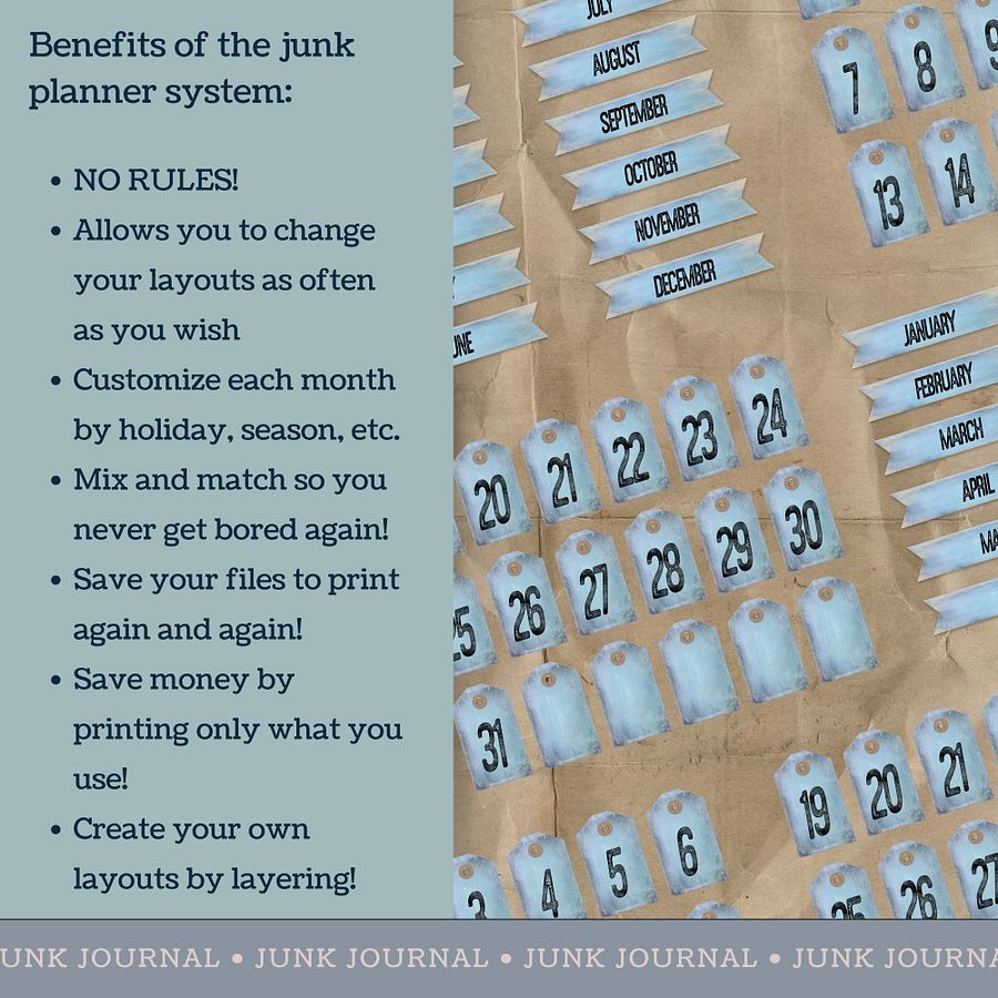 Bluebell - Printable Tags Months & Dates product image (4)