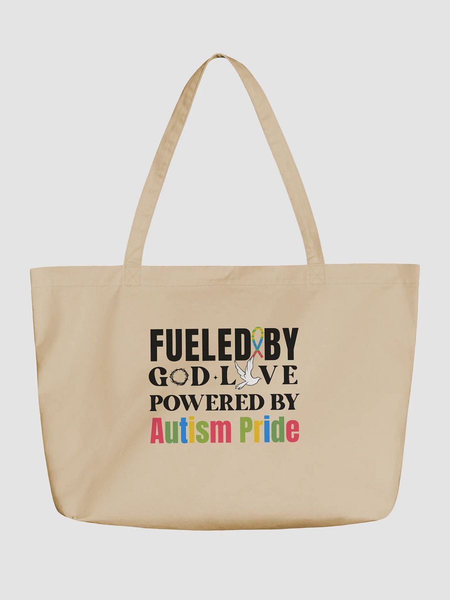 Fueled By God, Powered By Autism Pride, Autism Eco Tote Bag - Cream product image (2)