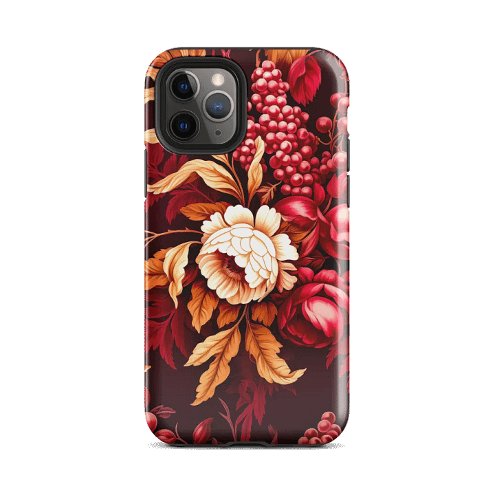 Clasicic Deep Burgundy Floral Rhapsody iPhone Case product image (25)