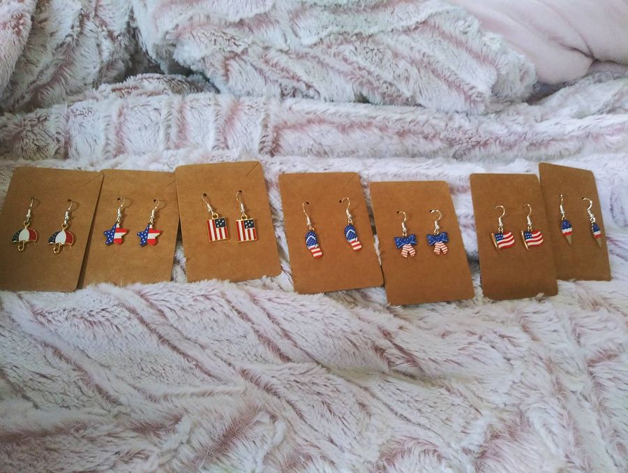 Boss momma red,white &blue earrings product image (1)