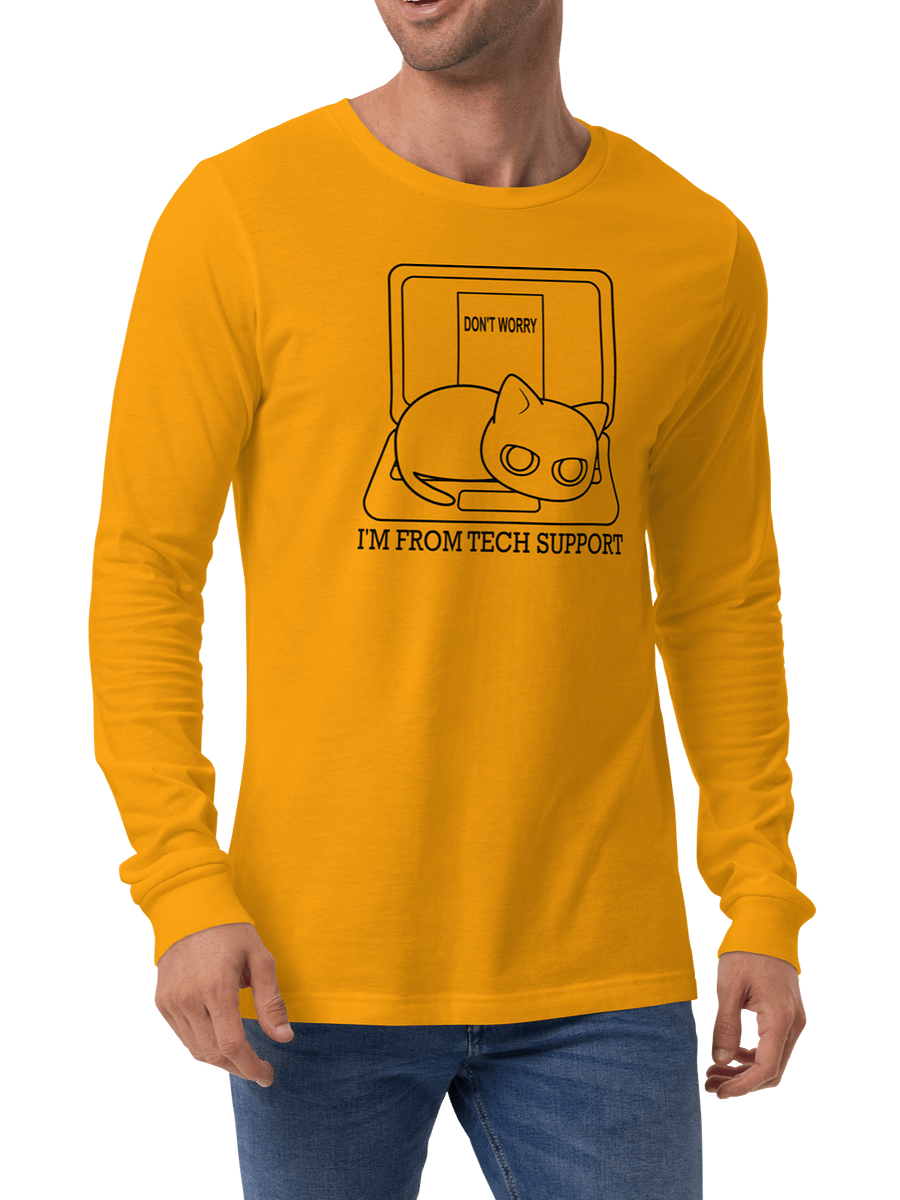 Cat on laptop Unisex Long Sleeve Tee, Black Print product image (4)