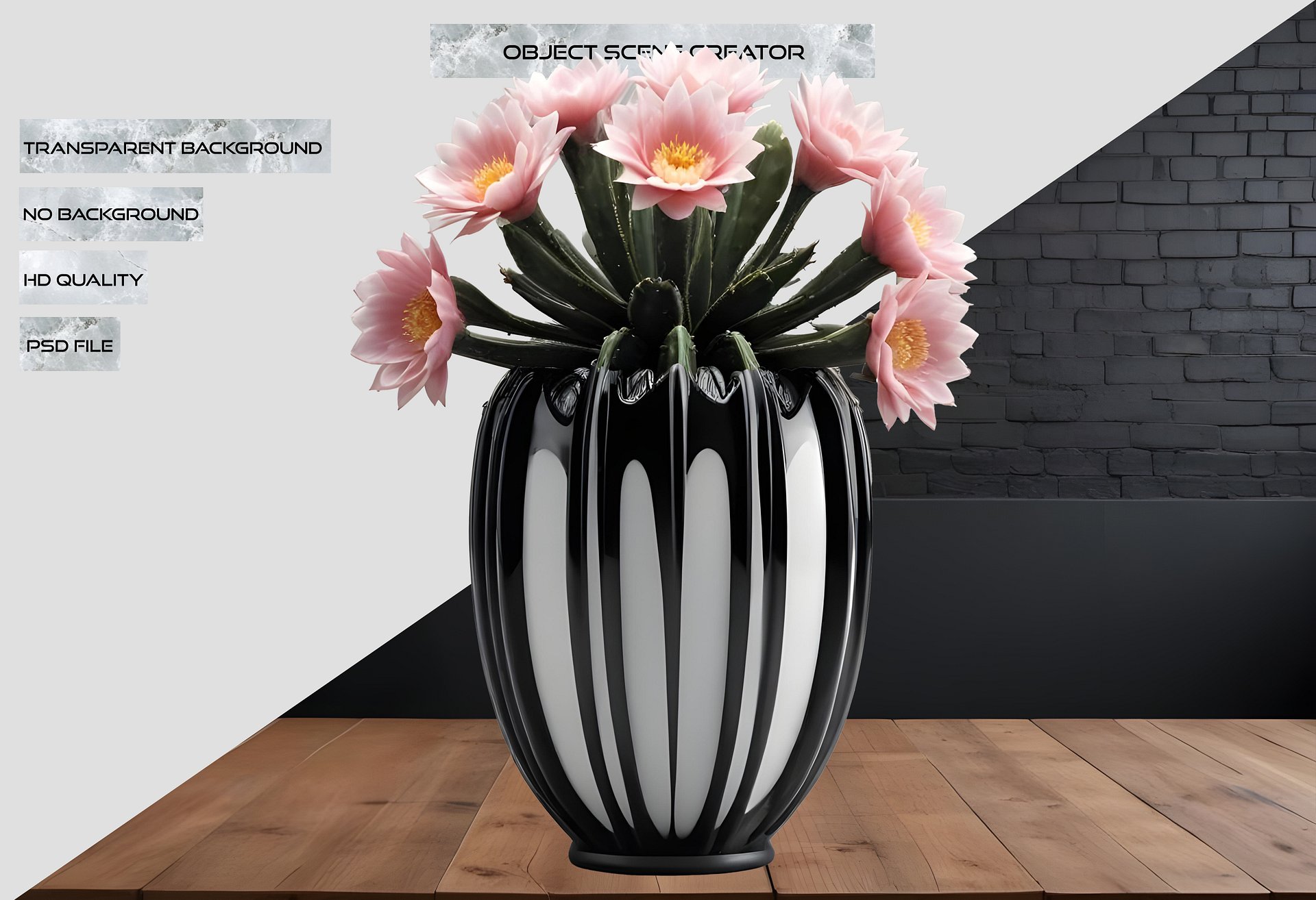 Monochrome Elegance Vase – Black & White Signature, PNG product image (2)