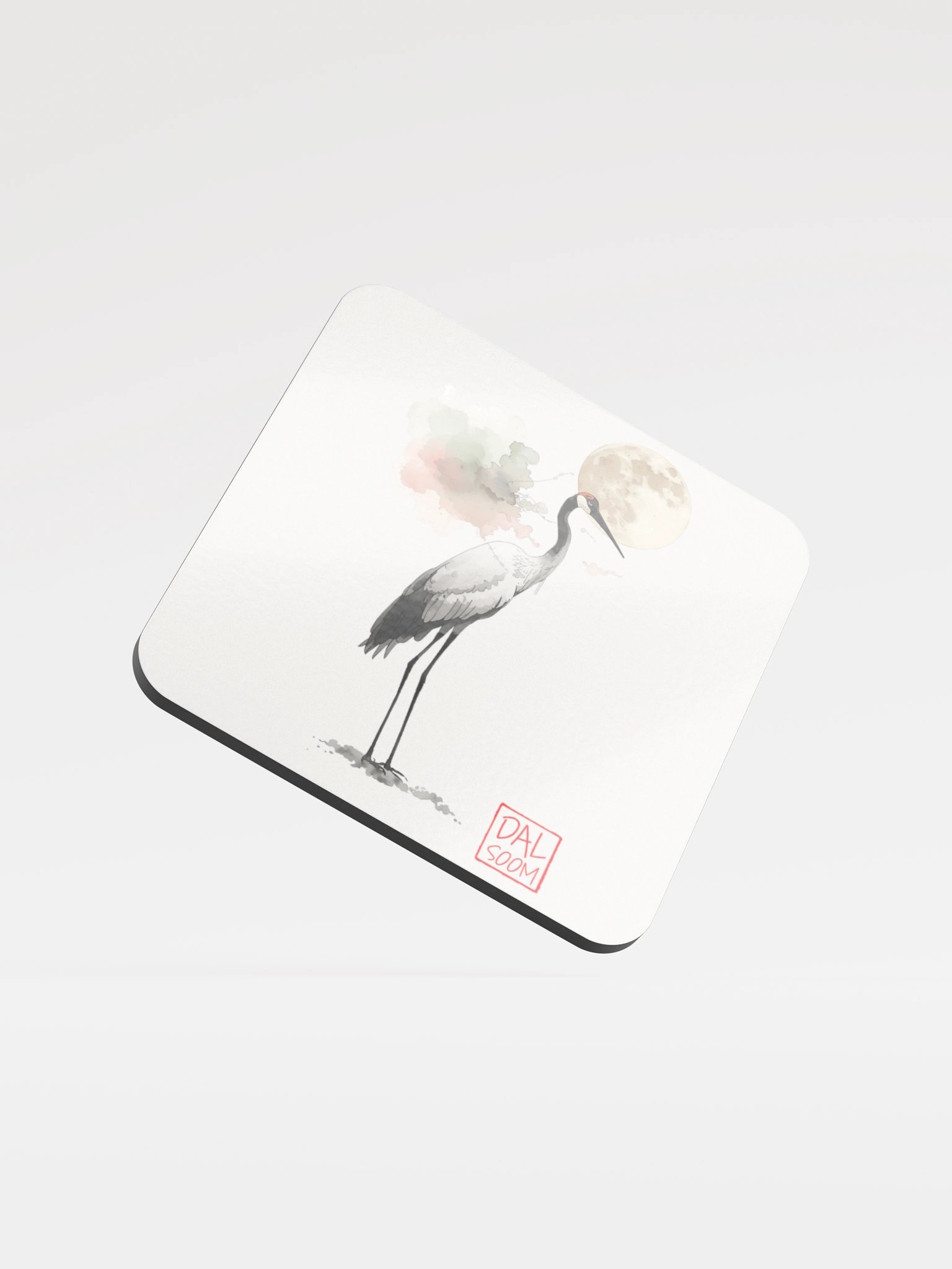 Moonlit Crane Glossed Cork Coaster product image (3)