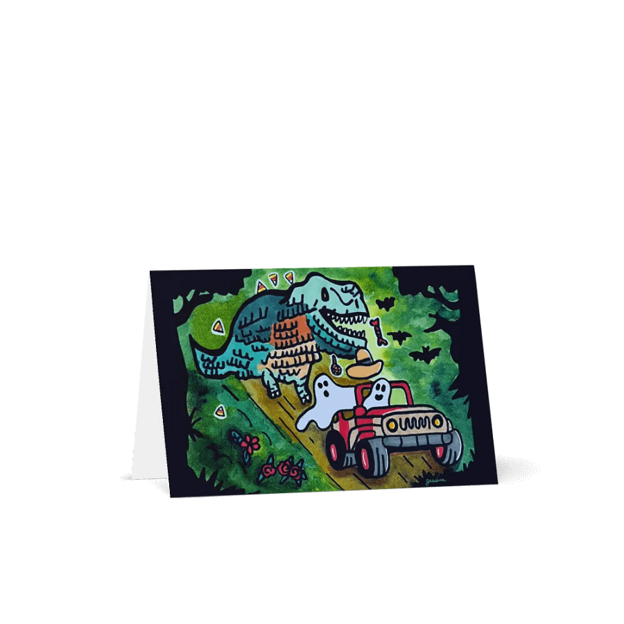 Dino Piñata Pursuit Greeting Card product image (1)