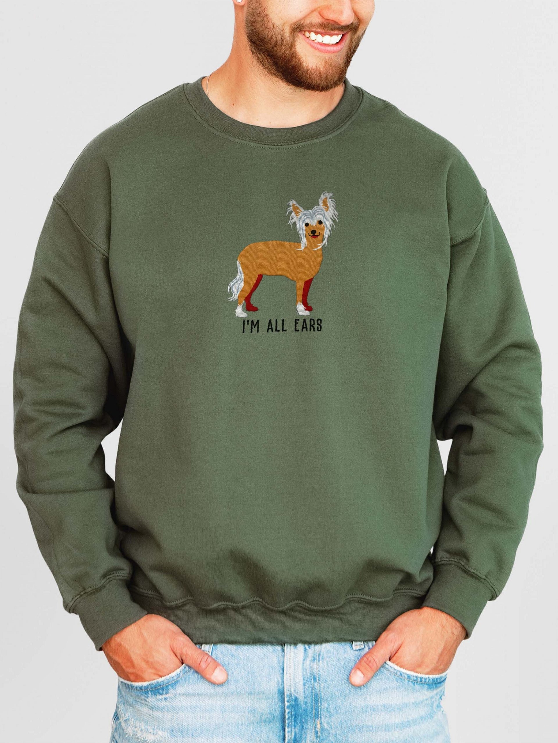I'm All Ears Sweatshirt (Embroidered) of a Chinese Crested Dog(Tan) product image (2)