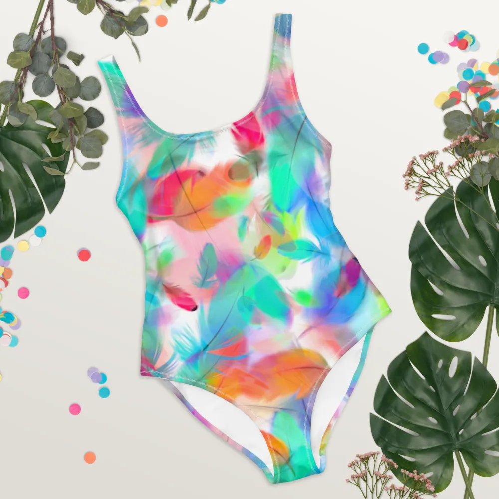 Colorful Feather Pattern Design One Piece Swimsuit - v2 product image (8)