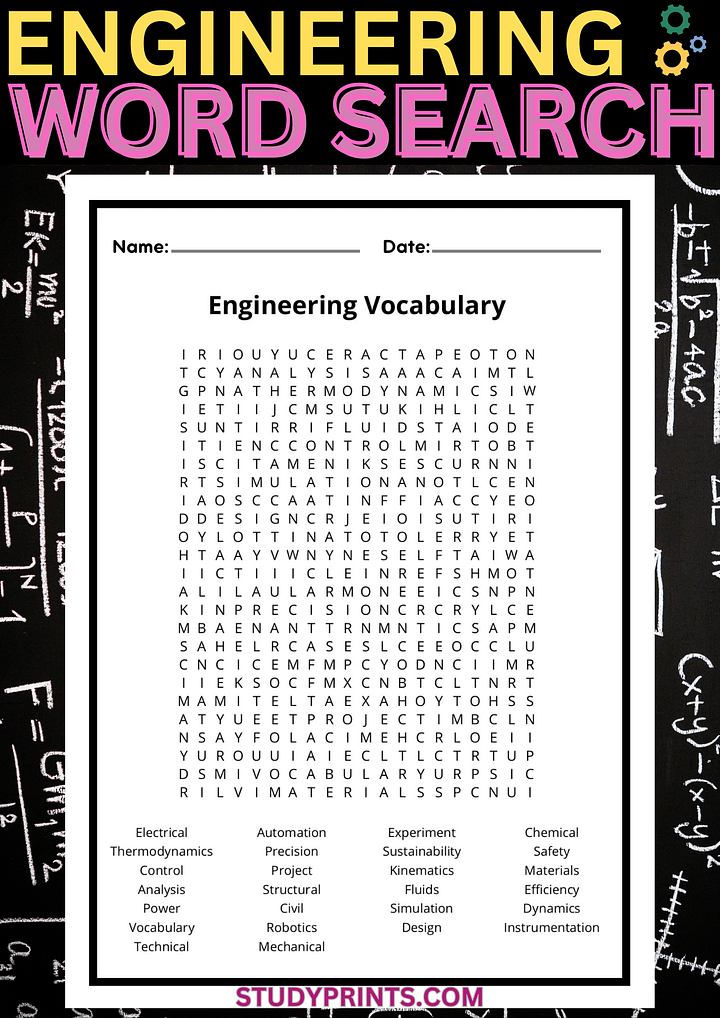 Engineering Vocabulary Word Search Puzzle Worksheet Activity PDF product image (1)