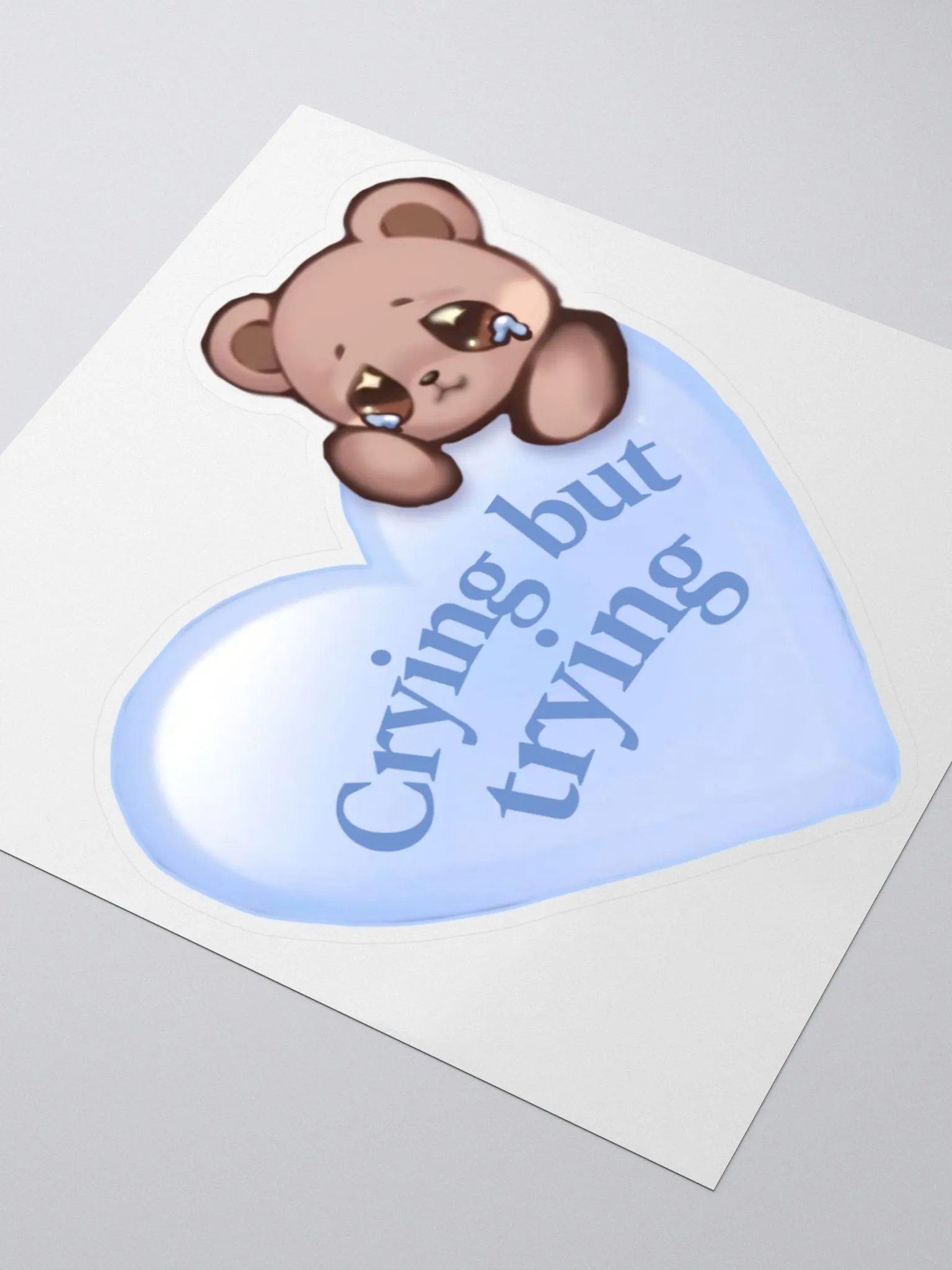 Crying but trying sticker product image (8)