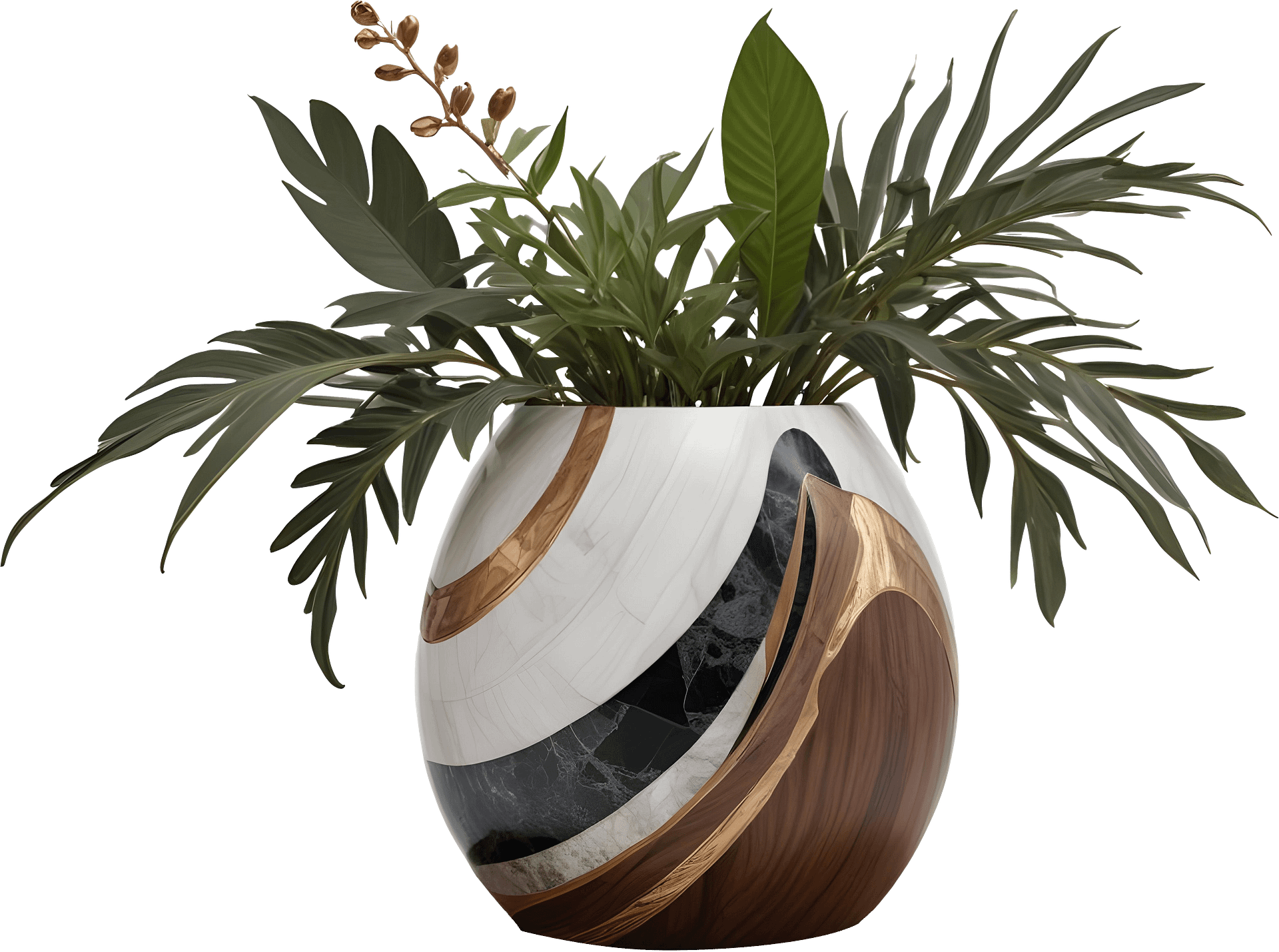 Dream of Eternity Collection – Art Deco Curved Planter – PNG product image (1)