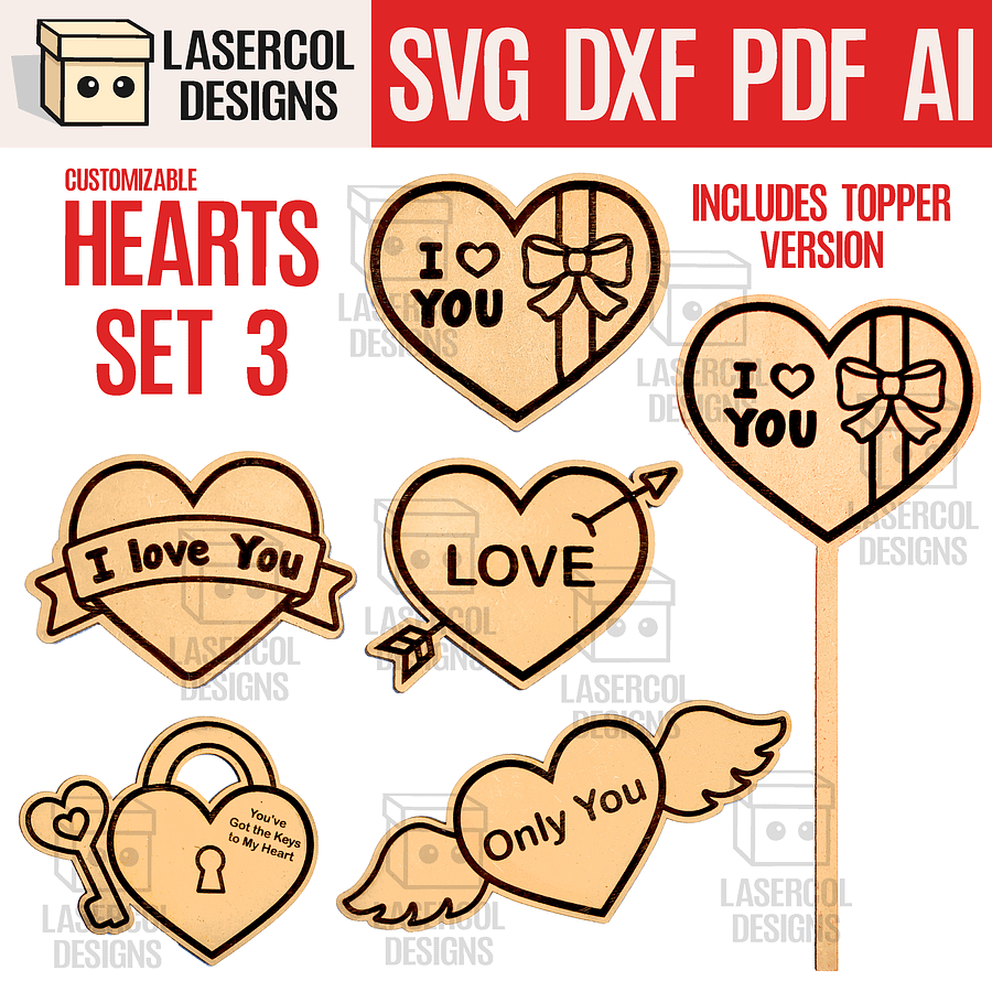 Hearts Set 3 - Laser Cut Files product image (1)
