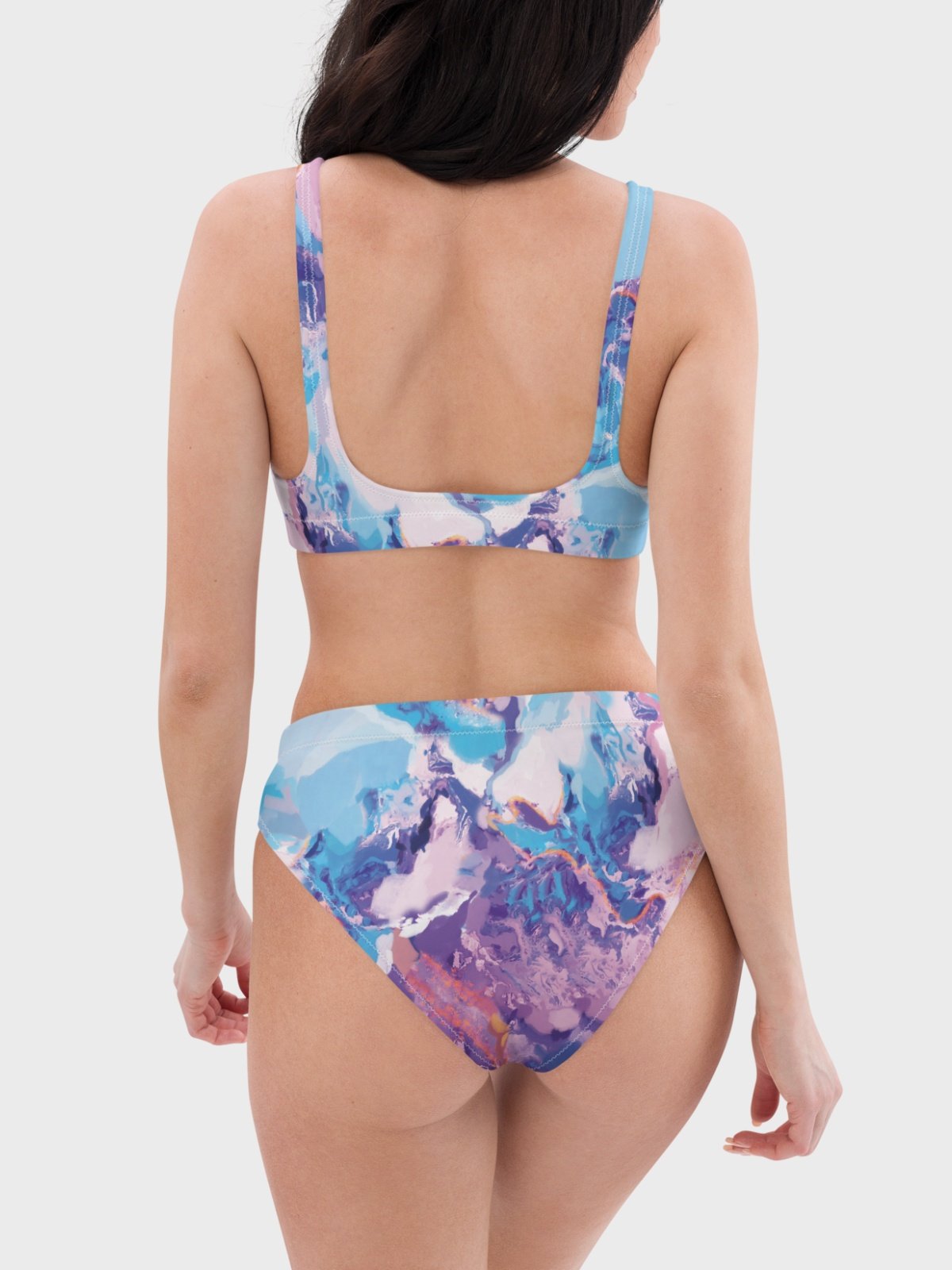 Padded Bikini Top "Marble Effect Pastel Blue Purple Dreamy Waves" product image (7)