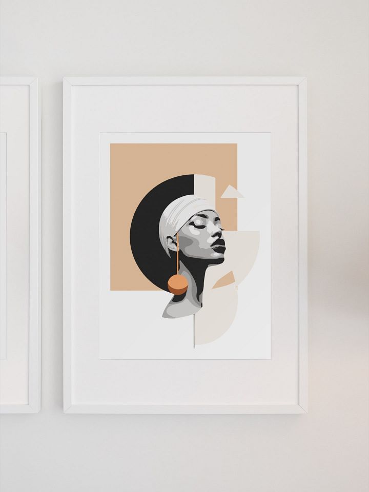 Elegant Minimalist Portrait Poster - Modern Abstract Woman Artwork with Geometric Shapes for Home Decor and Office Aesthetics product image (1)
