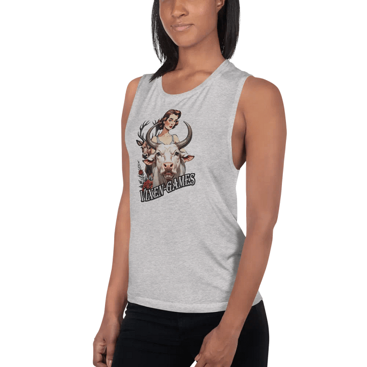 Vixen Games White Bull and Stag with roses flowy tank product image (10)