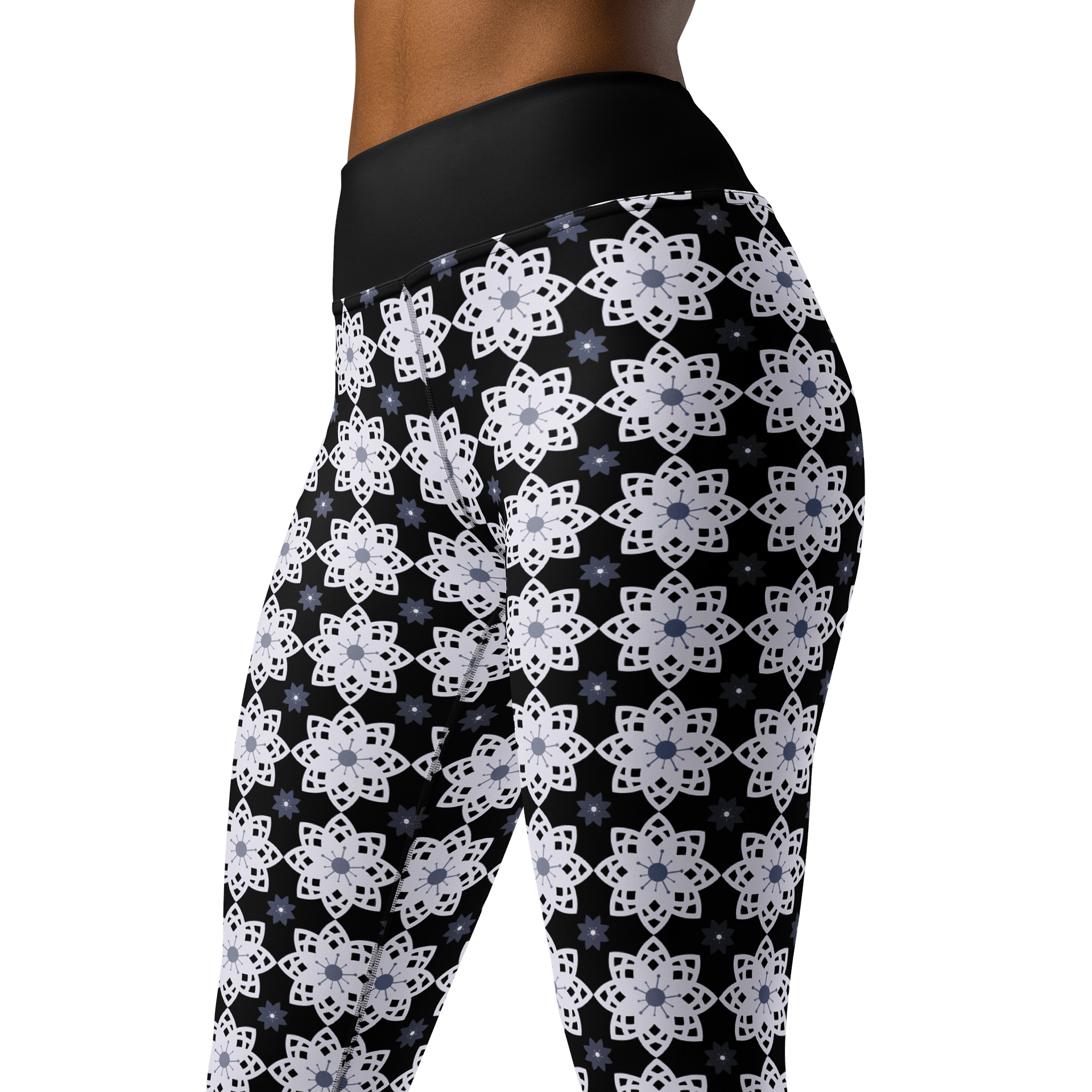 Elegant Floral Pattern High-Waisted Yoga Leggings product image (4)
