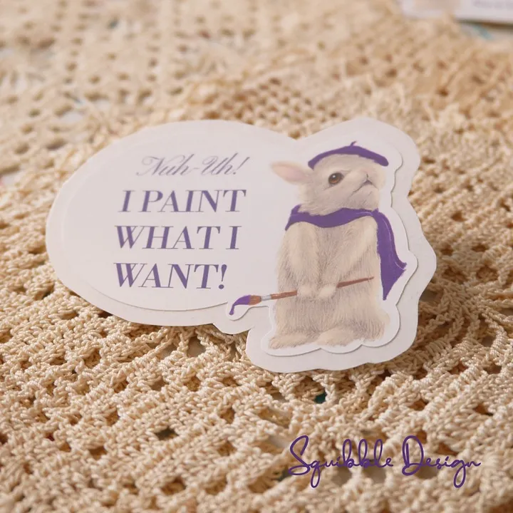 Vinyl Sticker - Artist Bunny: 'Nuh-Uh! I Paint What I Want!' product image (1)