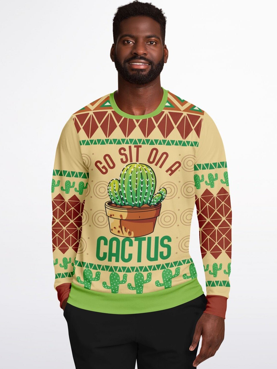 "Go Sit on a Cactus" Ugly Christmas Sweater | Funny Holiday Sweatshirt | Plant Lover Winter Outfit | Christmas Party Outfit product image (7)