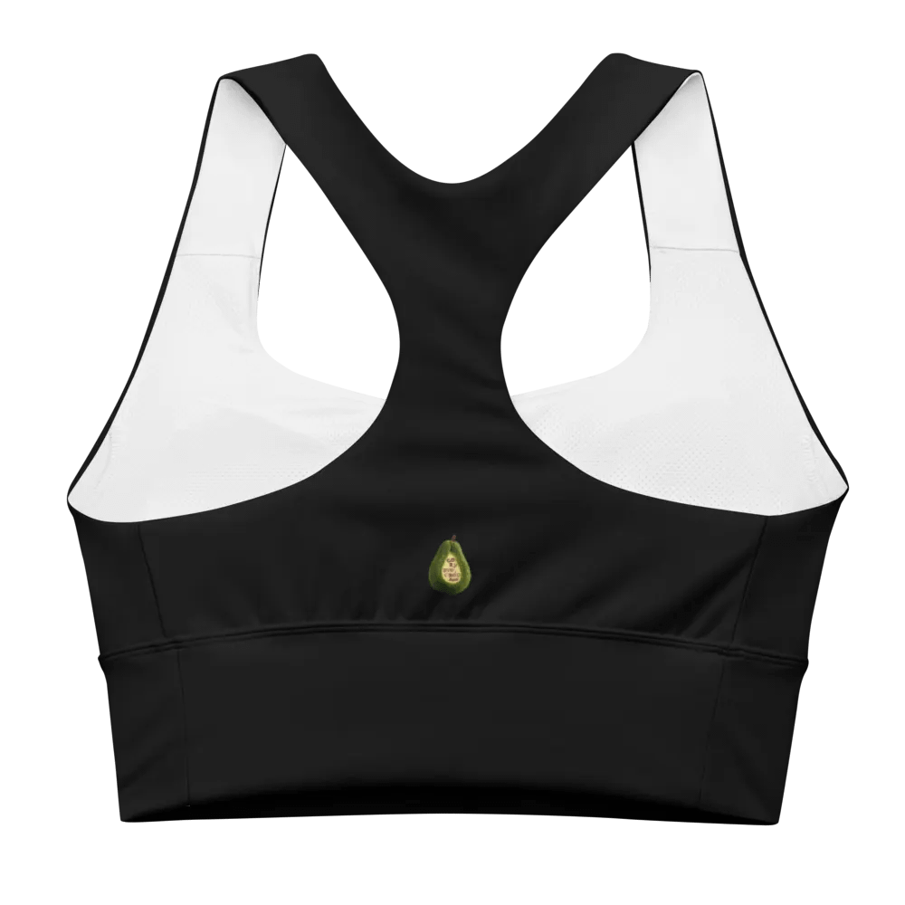 CozyAvocado Women's Black Recycled Longline Sports Bra Strawberry #1 product image (2)
