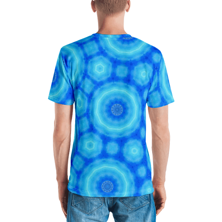 Abstract Circular Pattern in Blues Men's Crew Neck T Shirt product image (2)