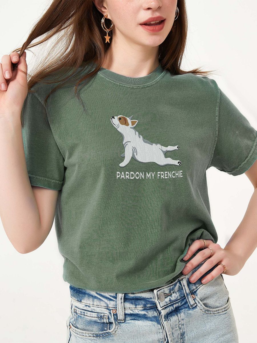 Pardon My Frenchie T-Shirt(Embroidered) of a French Bulldog(Pied) product image (2)