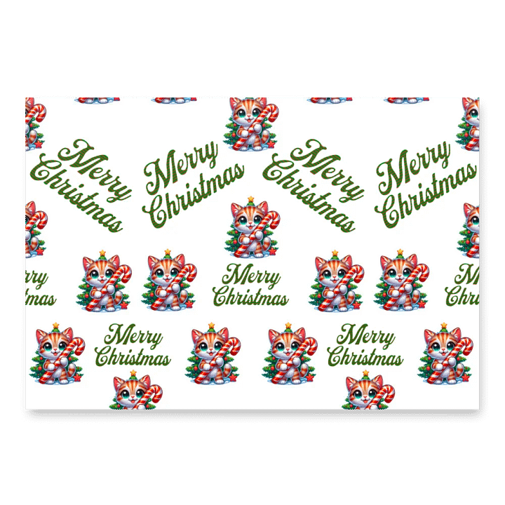 Cute Christmas Cats Wrapping Paper (3 Different Sheets Included) product image (2)