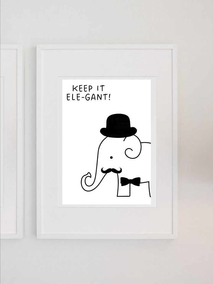 Keep It Ele-Gant Elephant Wall Art - Cute Minimalist Animal Print for Kids Room Decor, Fun Black & White Nursery Poster product image (1)