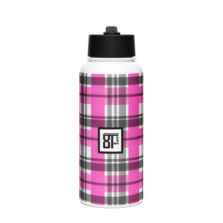 8T Sips Founders Plaid Stainless Steel Water Bottle product image (1)