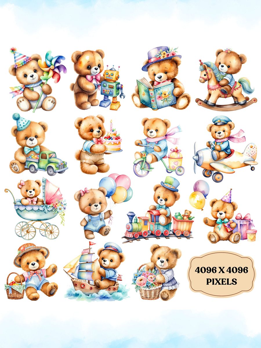 45+ Cute Bear Baby Shower Clipart Bundle product image (3)