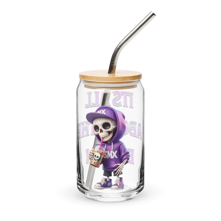 ''It's All About The Boom'' Can-Shaped Glass w/ Lid & Straw product image (1)