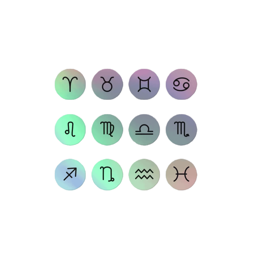 Zodiac Symbols (circle style) - Holographic Sticker Set product image (4)