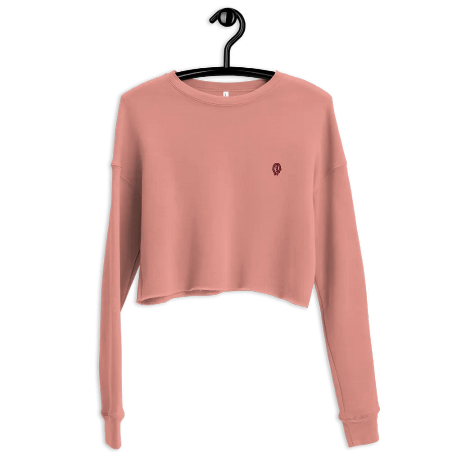 EXCLAIMING MENTALLY (rose design) embroidered fleece crop crew product image (31)