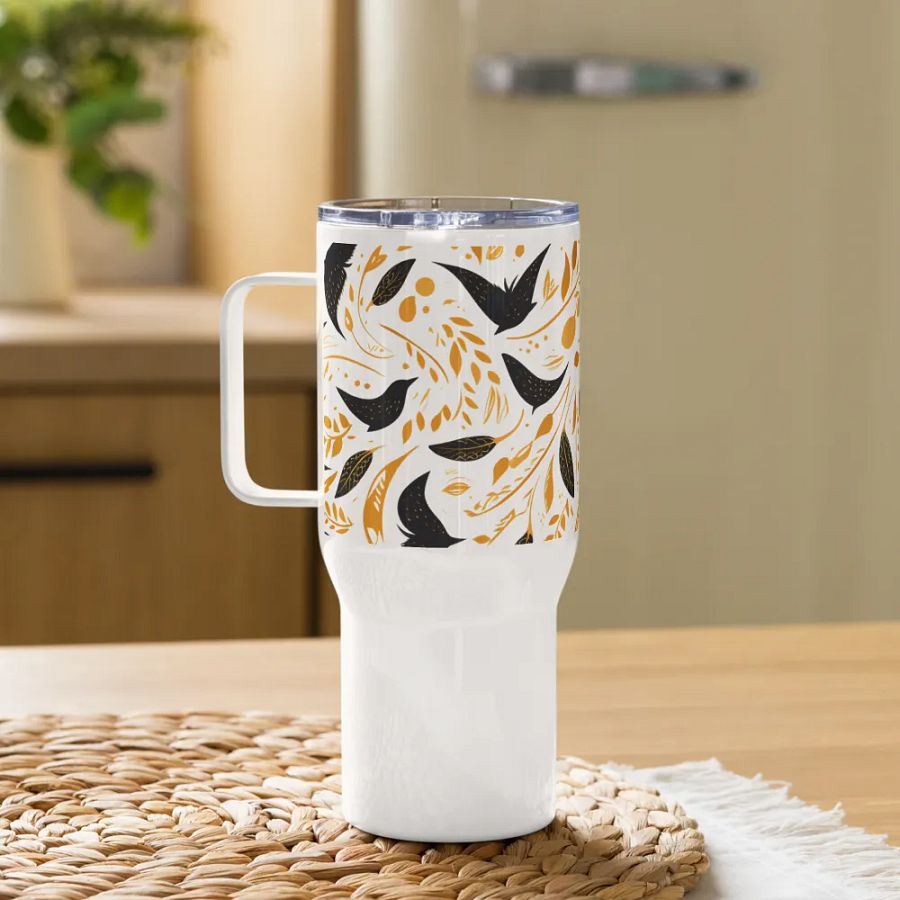 Artistic Crow Pattern Travel Mug product image (10)