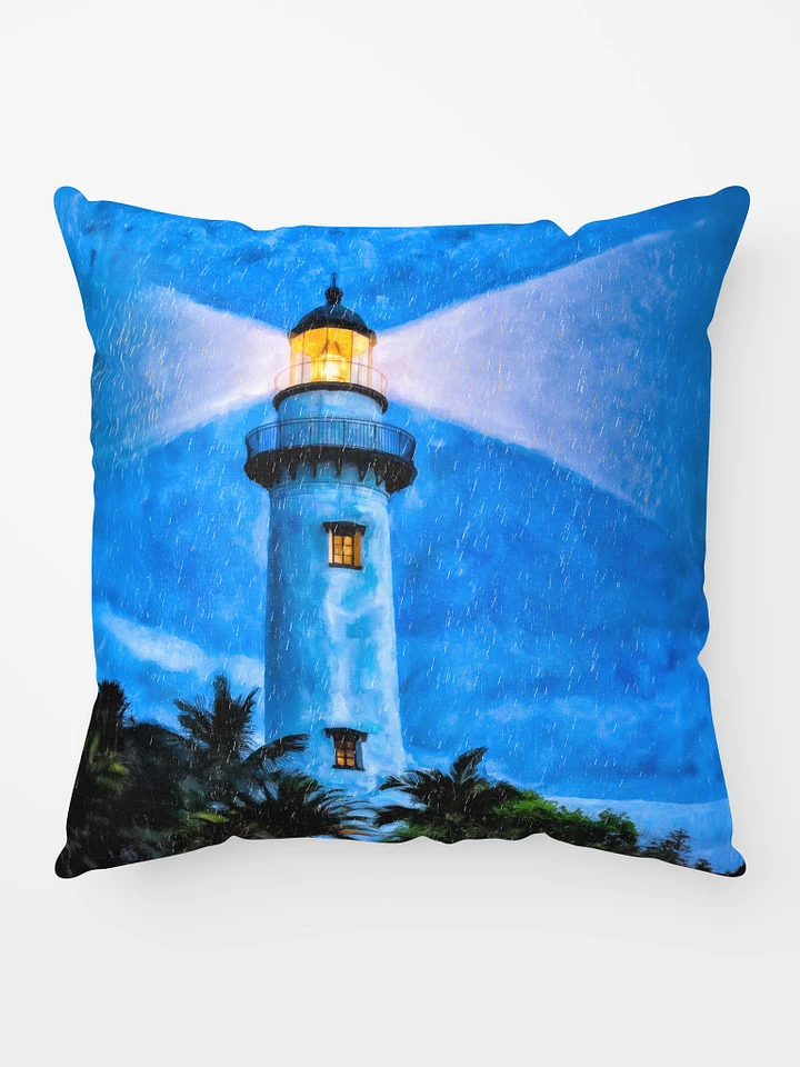 St Simons Island Lighthouse At Night – Georgia Throw Pillow product image (1)