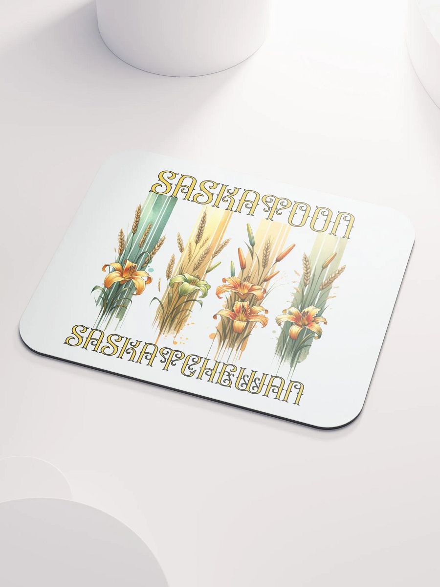 Saskatoon Saskatchewan 4 Vertical Tiger Lily Wheat Art Deco Floral Mouse Pad product image (3)