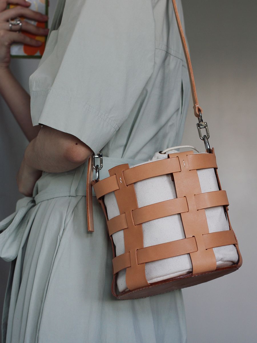 Vegetable Tanned Leather Caged Bucket Bag product image (3)