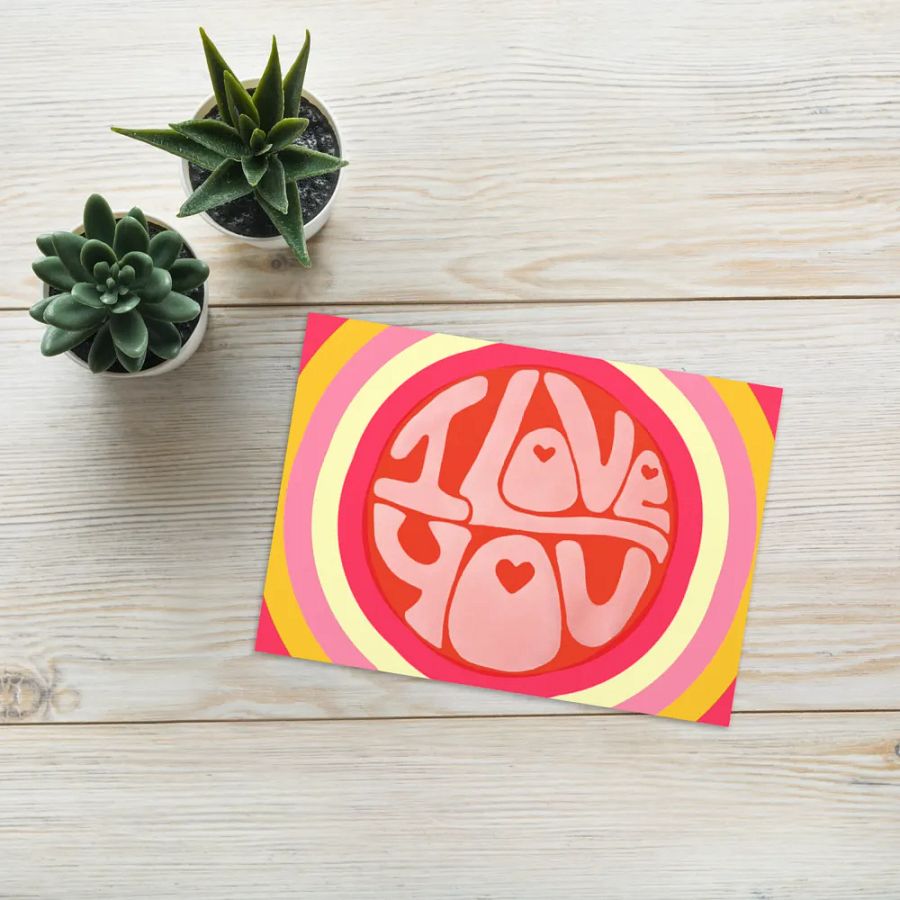 I Love You retro landscape greetings card product image (9)