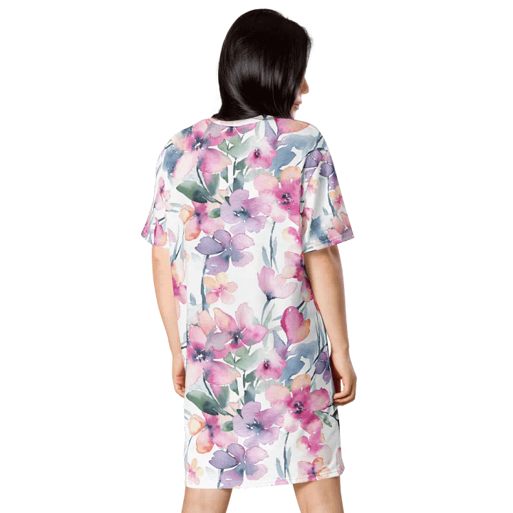 Watercolour Abstract Flowers Pattern T-shirt Dress product image (2)