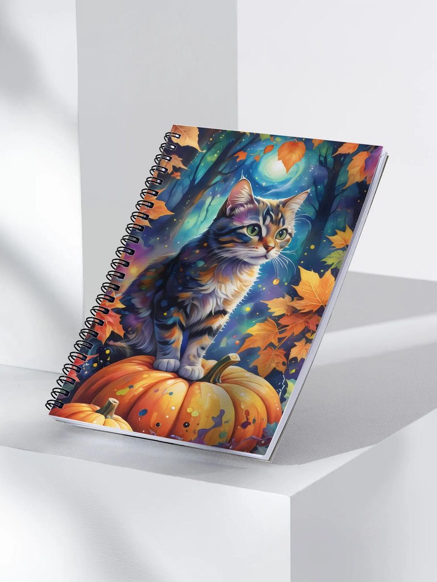 Whimsical Cat & Pumpkin Spiral Notebook product image (3)
