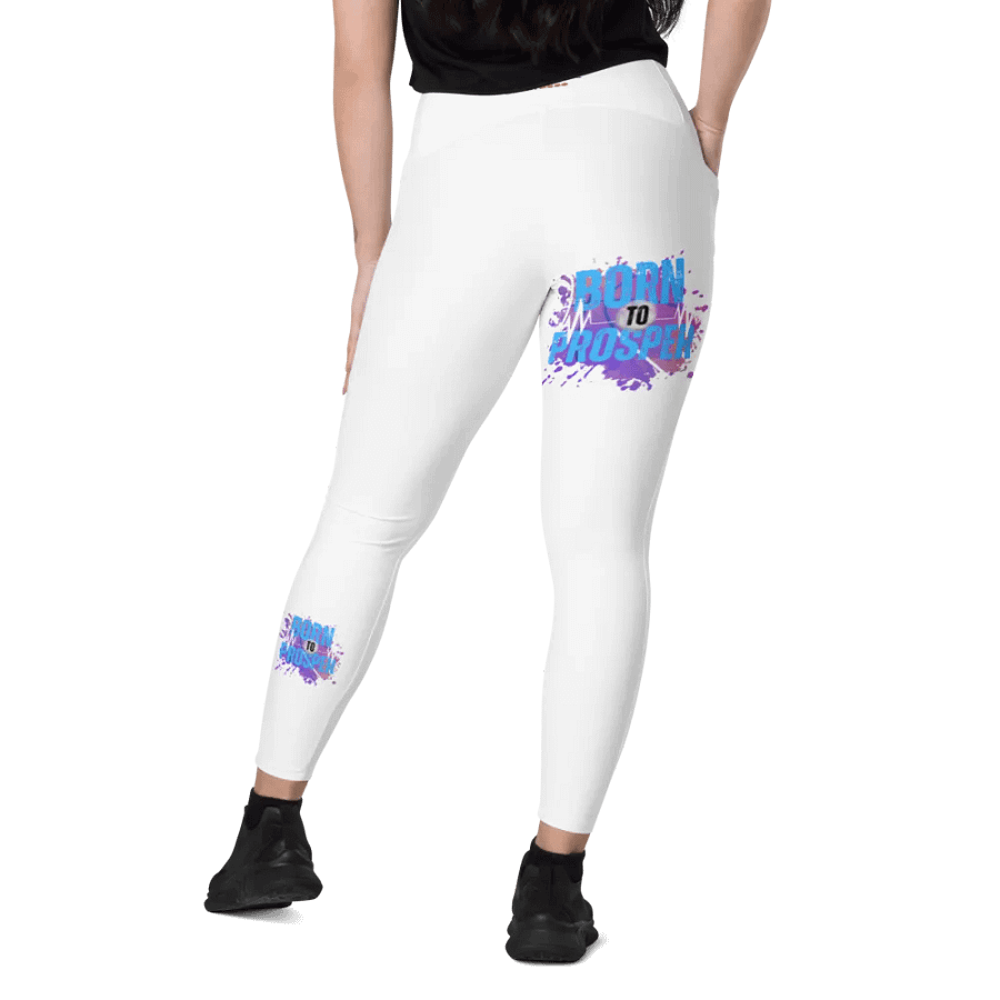 Born to Prosper White with prints Leggings product image (12)