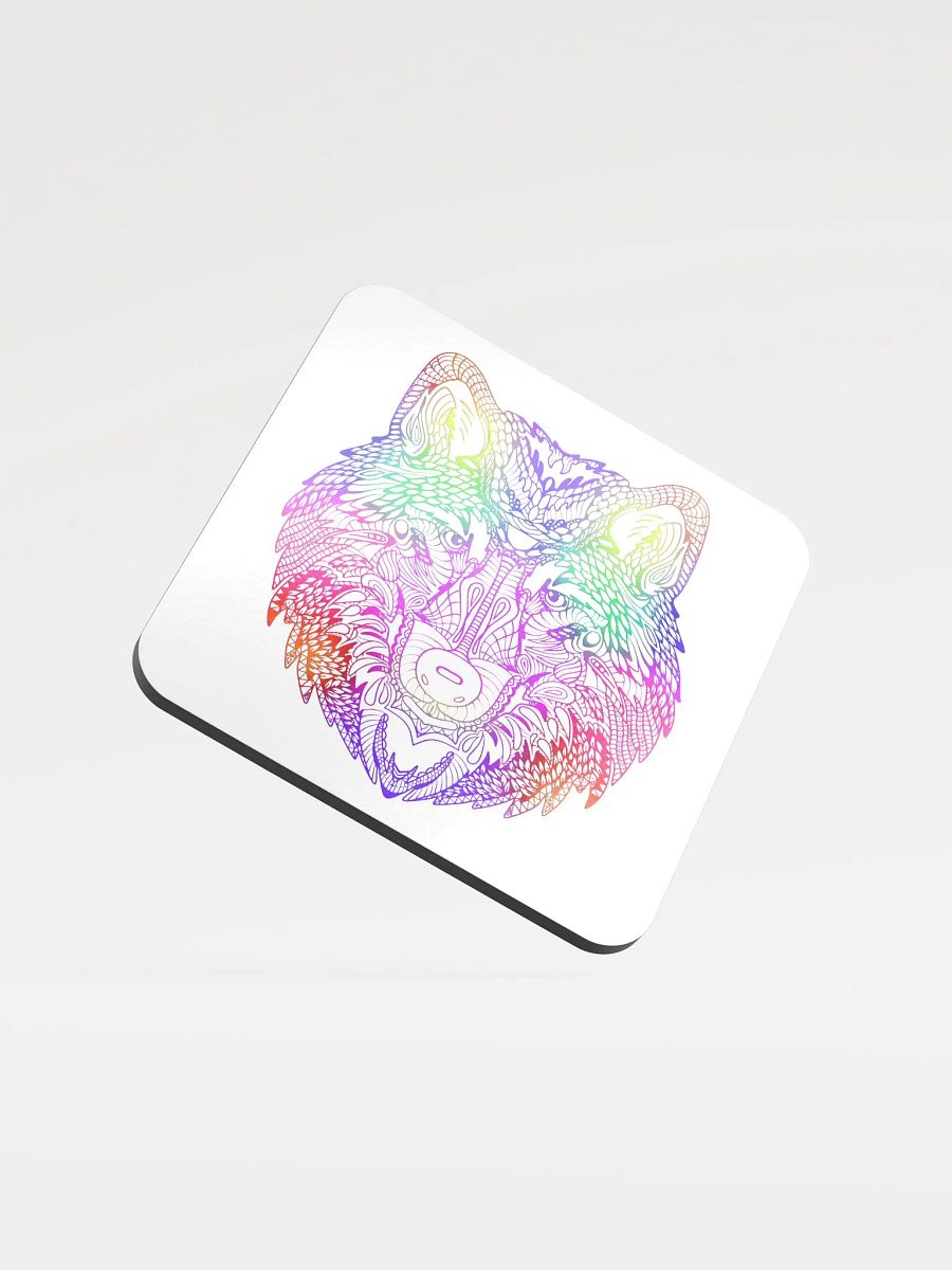 Psychedelic Wolf Glossed Cork Coaster product image (1)