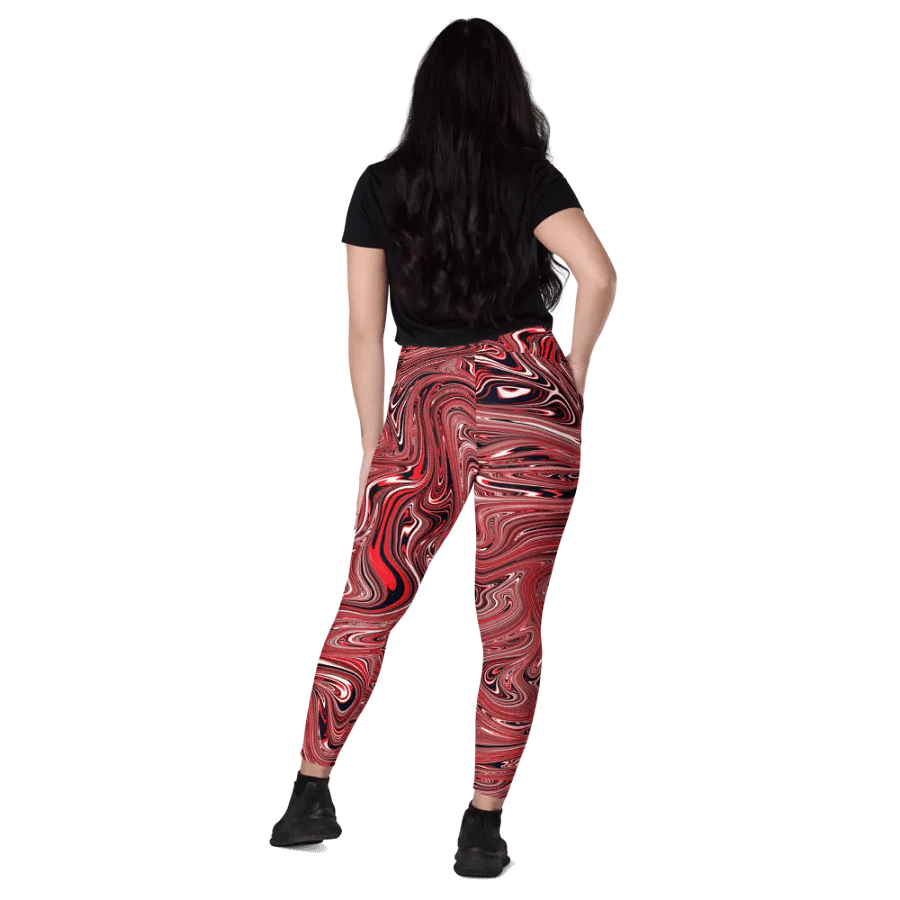 Leggings with Pockets - Brown, Black and White Fluid Swirls product image (11)