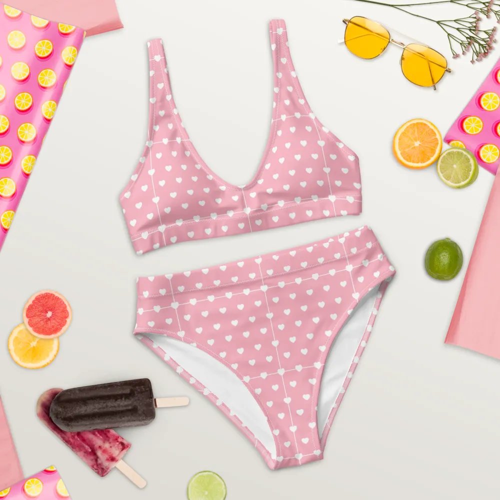 Pastel Heart Seamless Pattern High Waisted Bikini - V6 product image (10)
