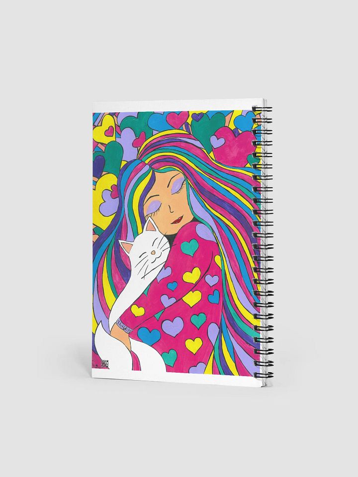 Girl with the white cat (art by Dina R.) acrylic painting picture - Spiral Notebook product image (2)
