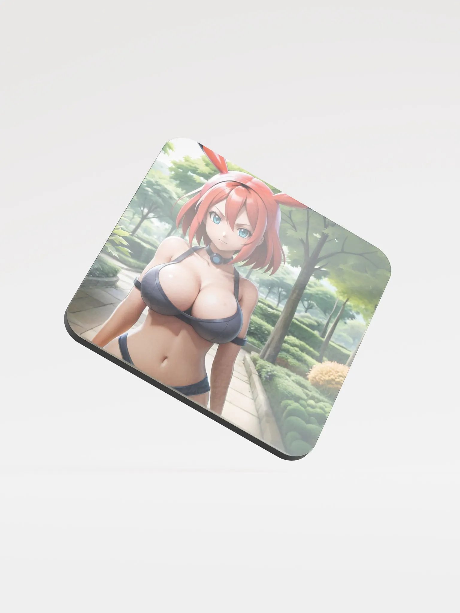 Crimson Charm Glossed Cork Coaster product image (1)