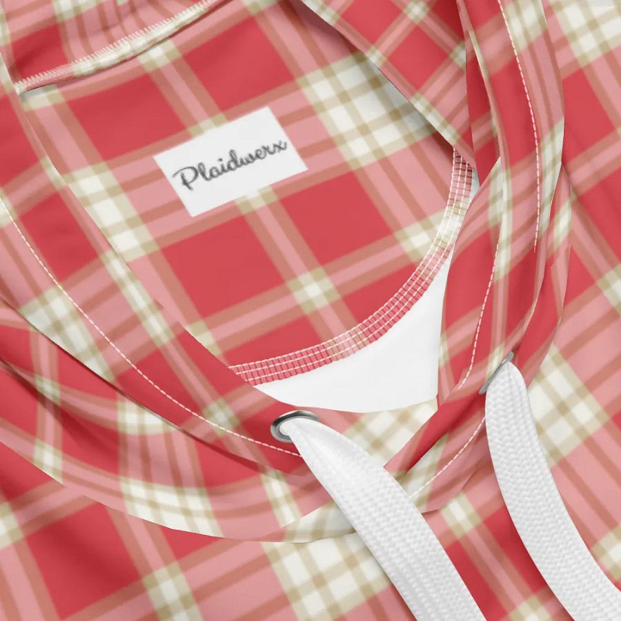 Coral Pink Plaid Hoodie product image (10)