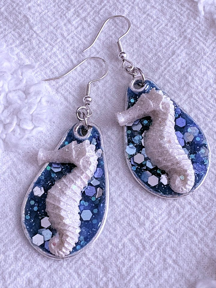 MFD-00238 | Sparkle Seahorse Earrings | Handmade Coastal Charm Jewelry by Monique Faella Designs™ product image (1)