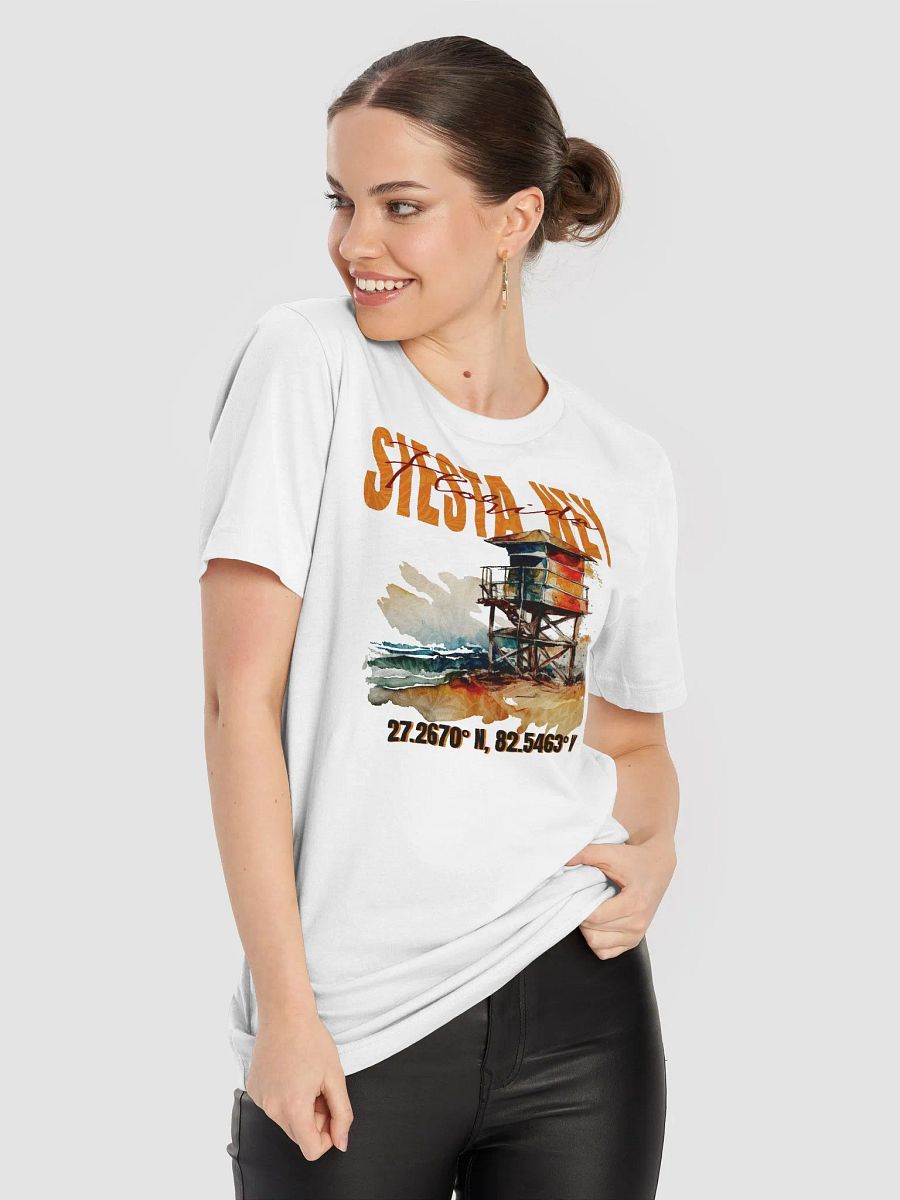 Vibrant Beach Scene T-Shirt Featuring Lifeguard Tower Design product image (4)